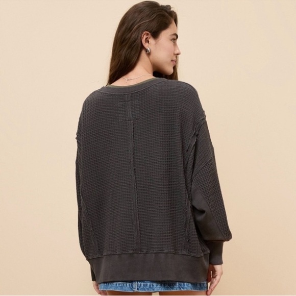 AE Big Hug Waffle Crew Neck Sweatshirt - Picture 4 of 14